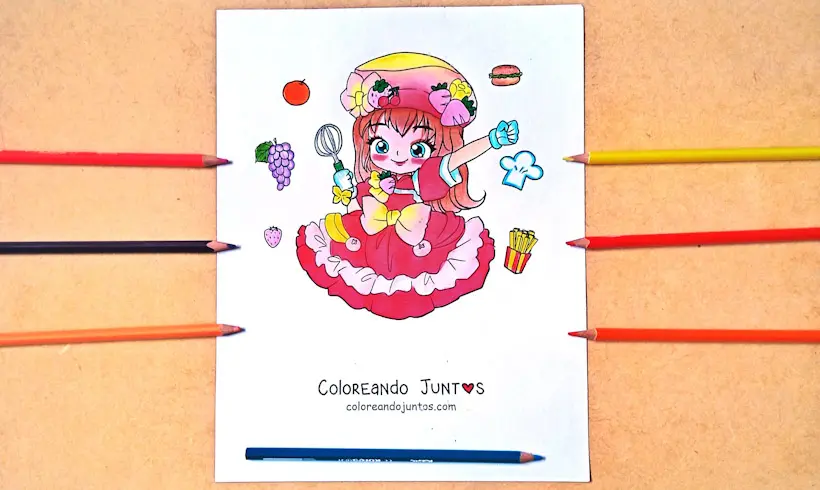 Kawaii fashion drawing colored by Coloring Together