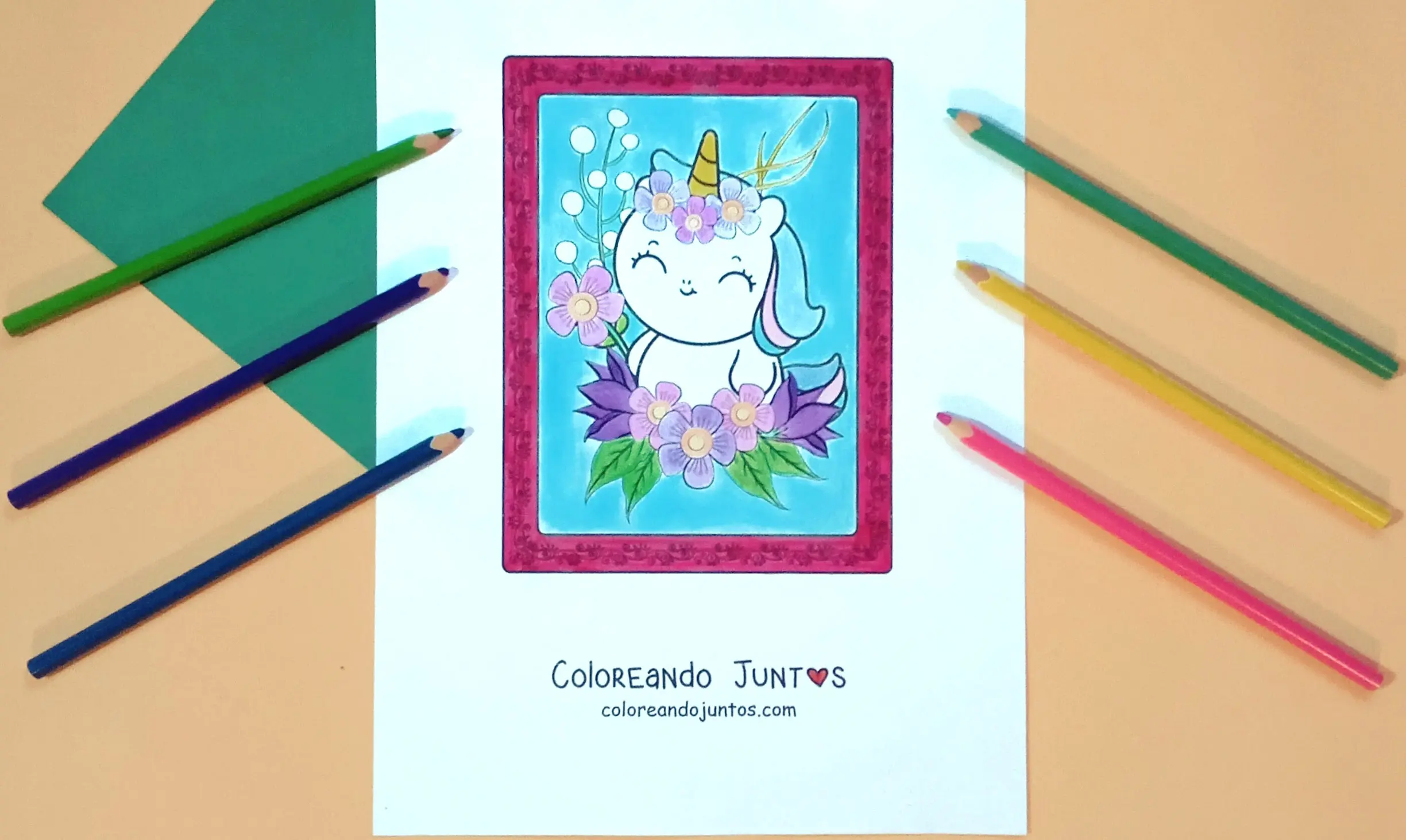 Kawaii flowers drawing colored by Coloring Together