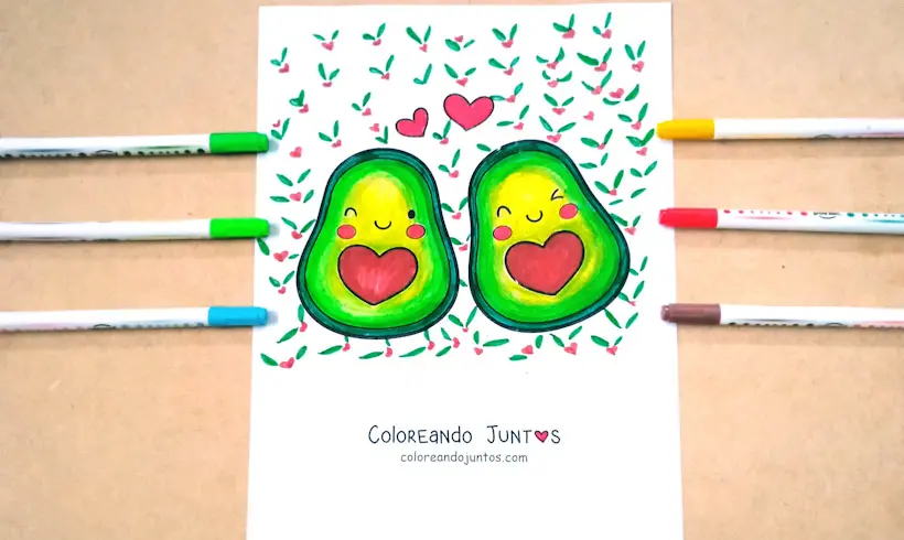 Kawaii fruit drawing colored by Coloring Together