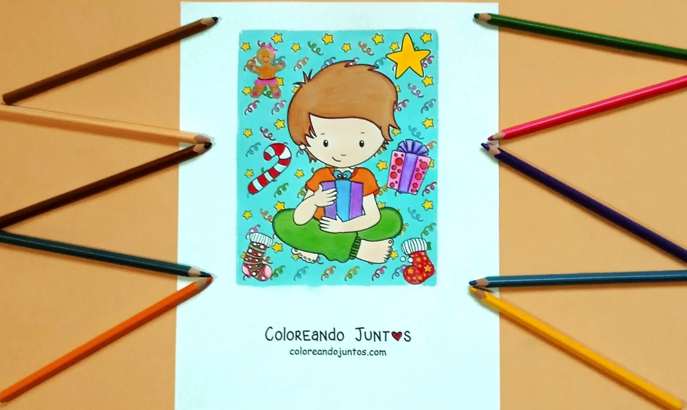 Kawaii holiday drawing colored by Coloring Together