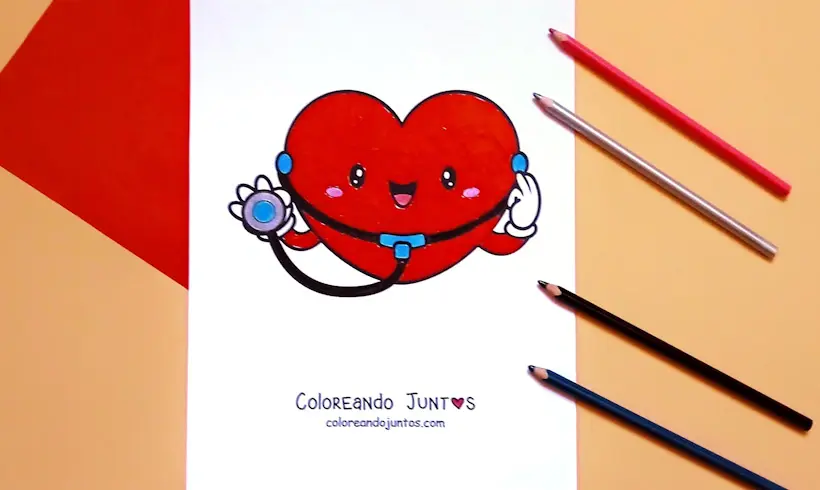 Kawaii human body drawing colored by Coloring Together