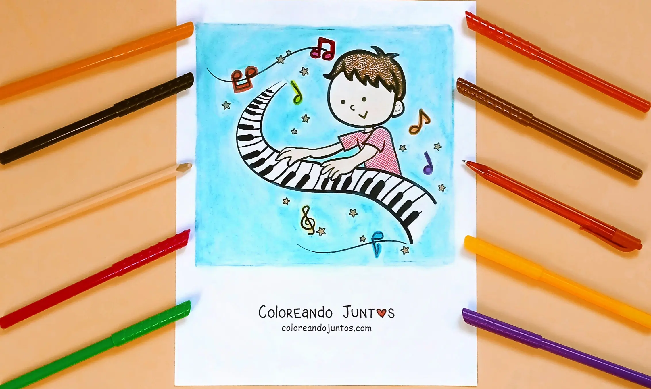 Kawaii instrument drawing colored by Coloring Together