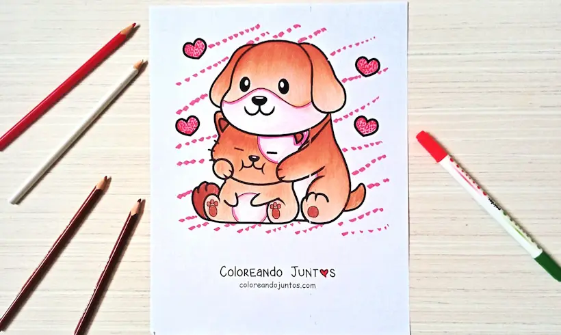 Drawing of kawaii love colored by Coloring Together