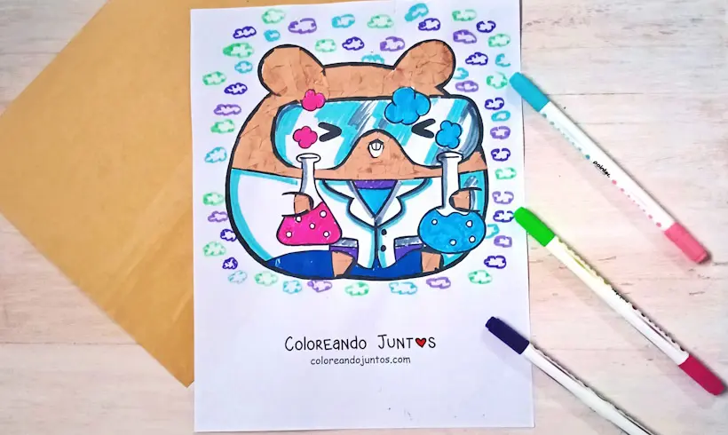 Kawaii science drawing colored by Coloring Together