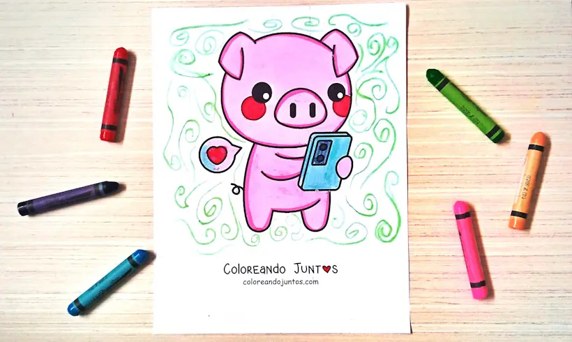 Kawaii technology drawing colored by Coloring Together