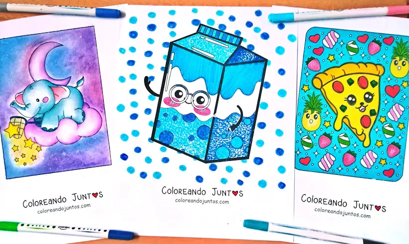 Kawaii drawings colored by Coloring Together