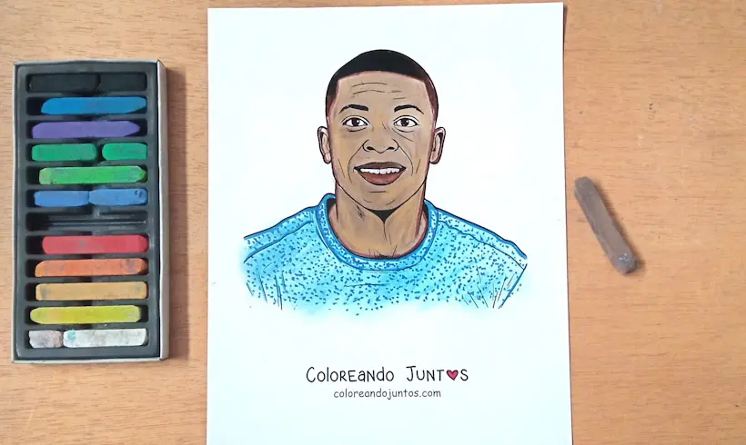 Drawing of Kylian Mbappé colored by Coloring Together