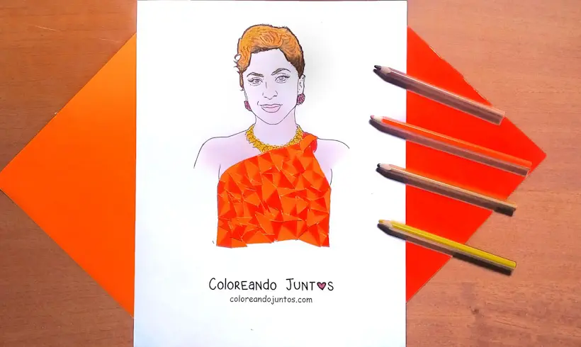 Drawing of Lady Gaga colored by Coloring Together