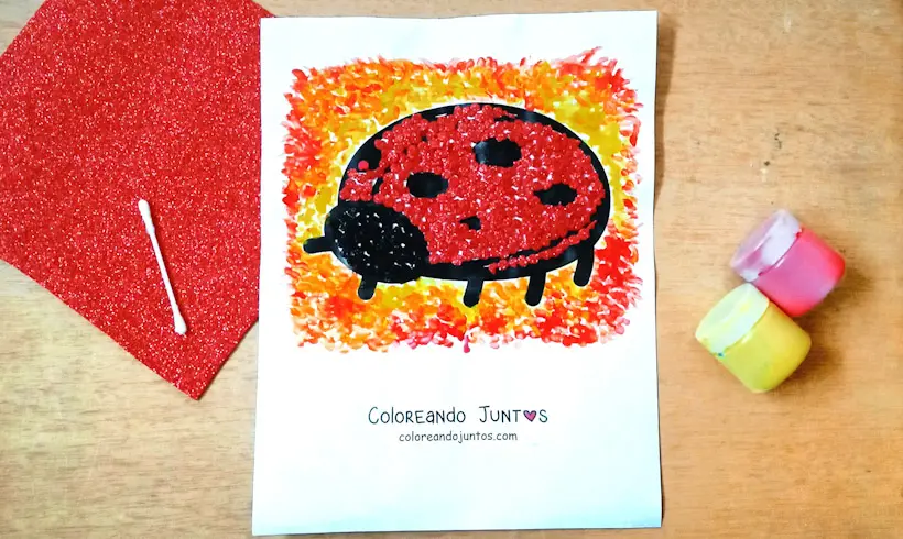 Drawing of a ladybug colored by Coloring Together