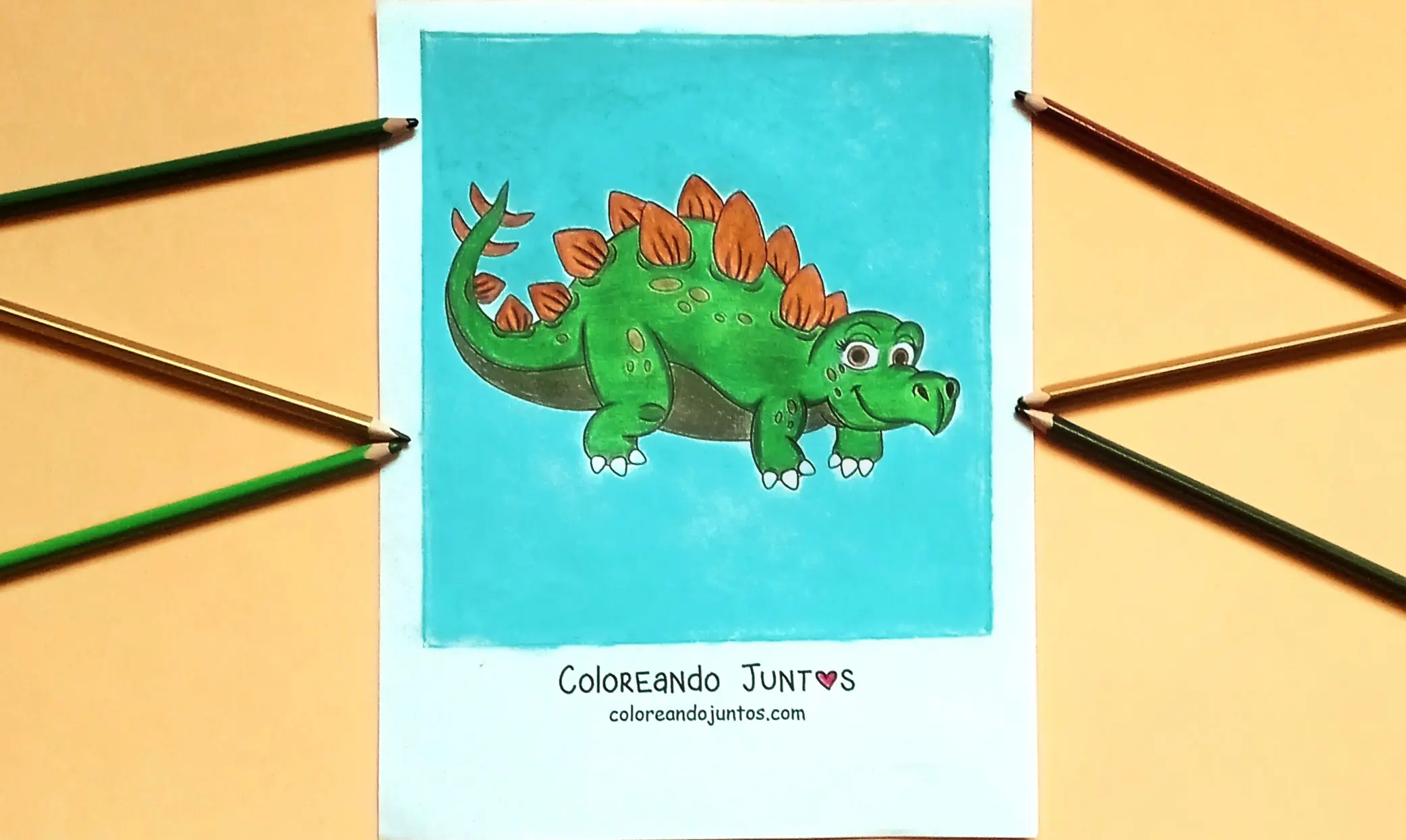 Drawing of a land dinosaur colored by Coloring Together