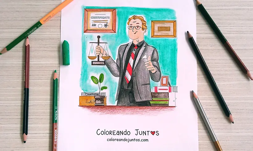 Drawing of a lawyer colored by Coloring Together