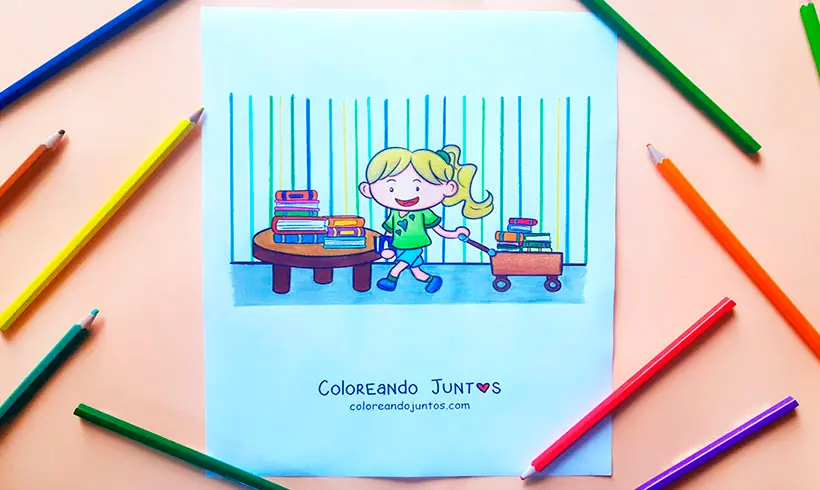 Library drawing colored by Coloring Together