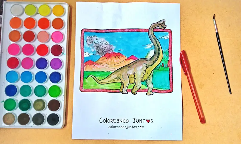 Long-necked dinosaur picture colored by Coloring Together