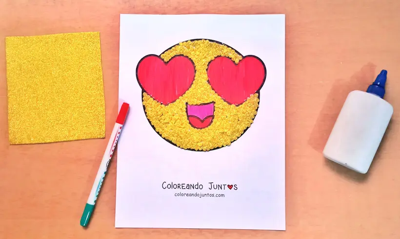 Drawing of a love emoji colored by Coloring Together