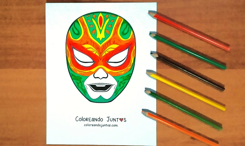 Drawing of a wrestling mask colored by Coloring Together