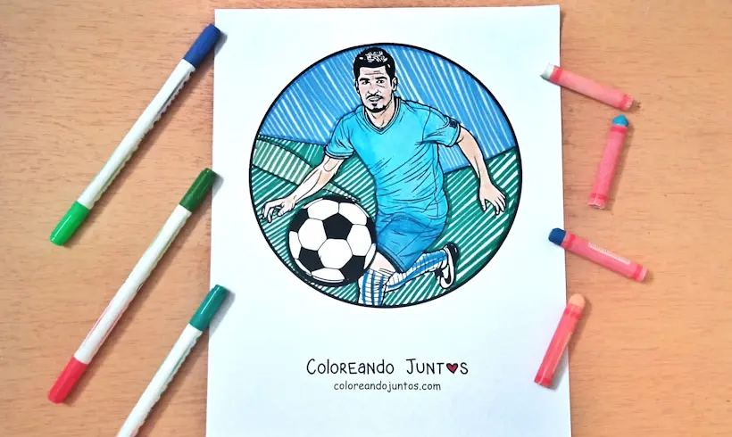 Drawing of Luis Suárez colored by Coloring Together
