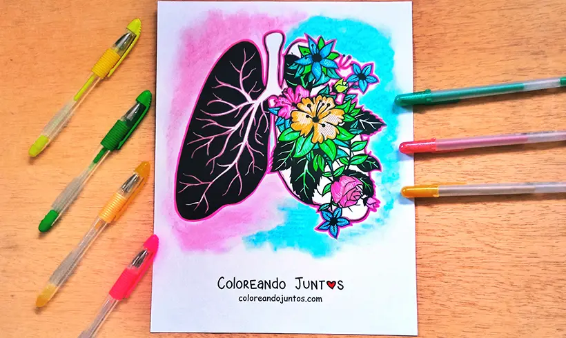Lungs drawing colored by Coloring Together