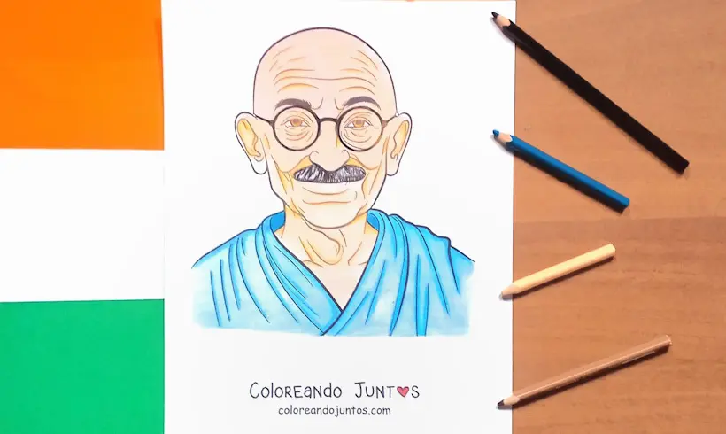 Mahatma Gandhi drawing colored by Coloring Together