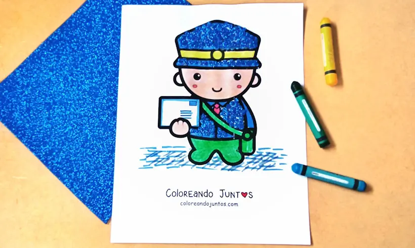Mailman drawing colored by Coloring Together