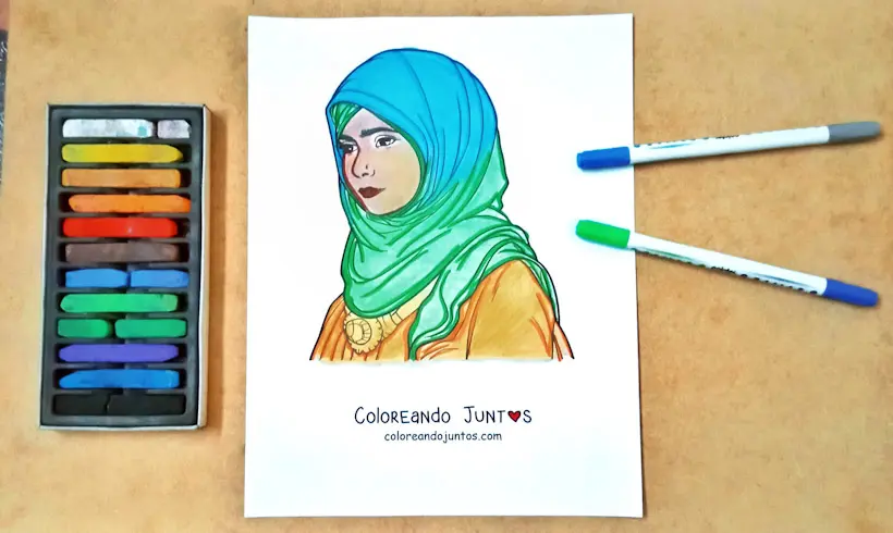 Drawing of Malala Yousafzai colored by Coloring Together
