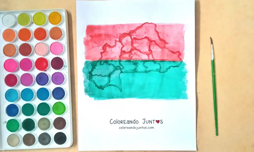 Drawing of an African country map colored by Coloring Together