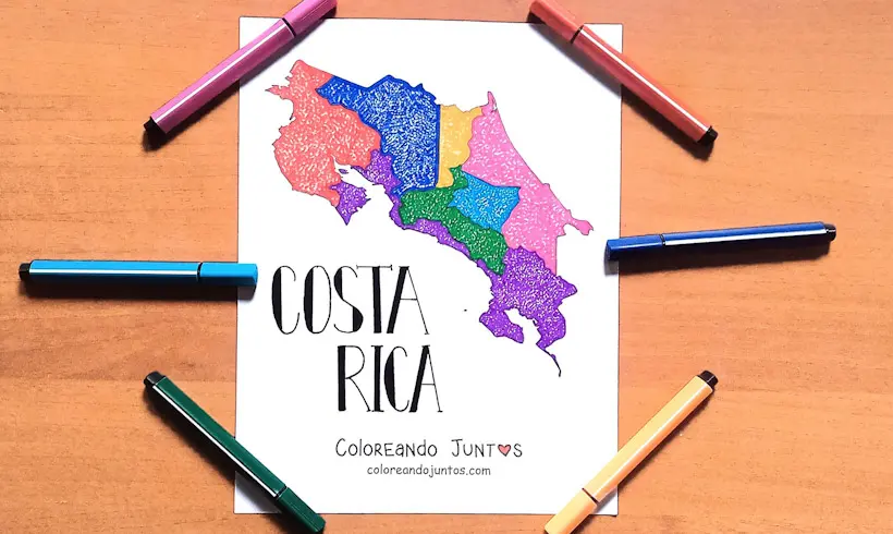 Drawing of the map of a country of the Americas colored by Coloring Together