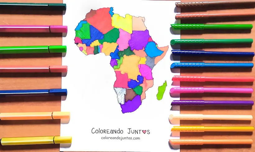 Drawing of the African continent colored by Coloring Together