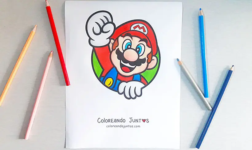Drawing of Mario Bros colored by Coloring Together