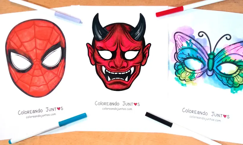 Mask coloring pages colored by Coloring Together