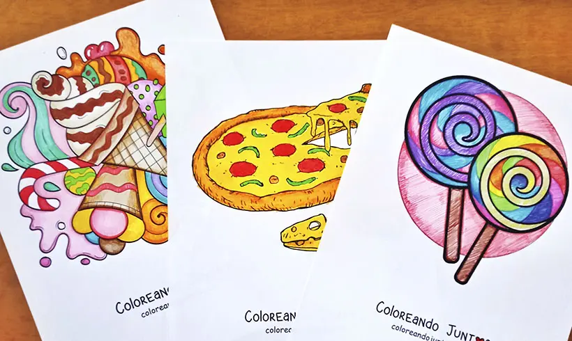 Food drawings colored by Coloring Together