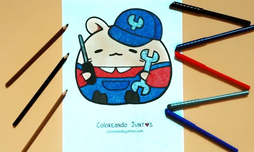 Drawing of a mechanic colored by Coloring Together