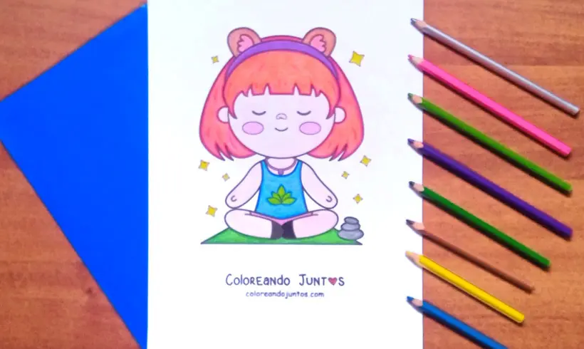 Drawing of meditation colored by Coloring Together