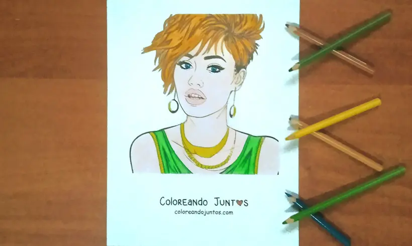 Drawing of Miley Cyrus colored by Coloring Together