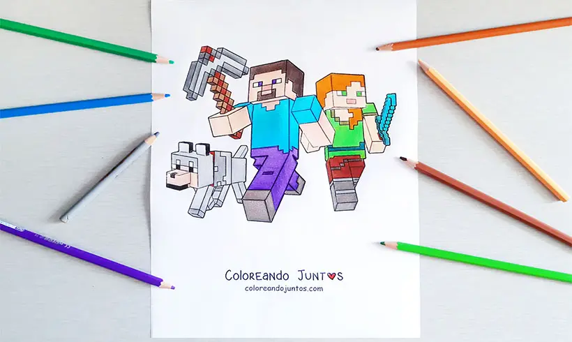 Drawing of Minecraft colored by Coloring Together