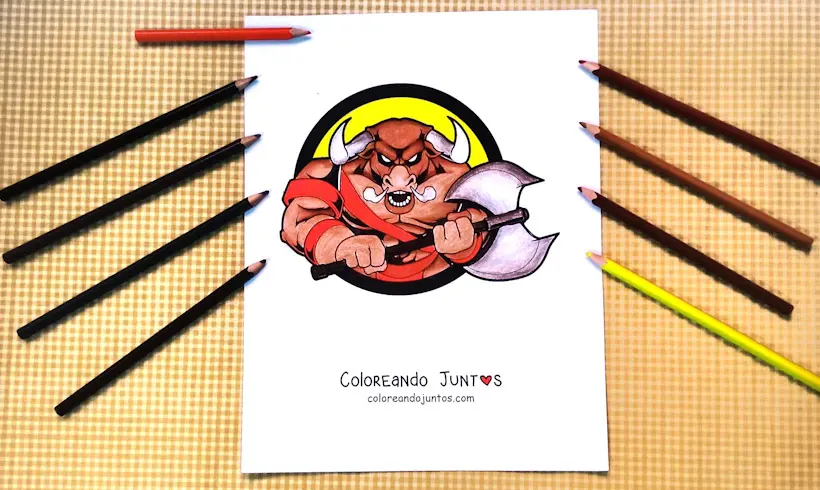 Picture of the Minotaur colored by Coloring Together