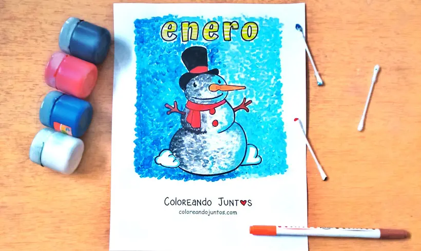 January for kids drawing colored by Coloring Together