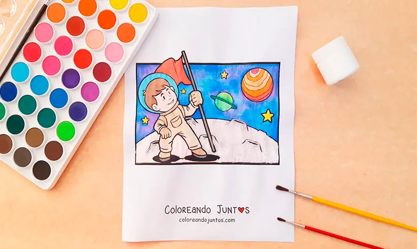 Drawing of moon colored by Coloring Together