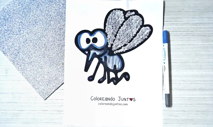 Drawing of a mosquito colored by Coloring Together