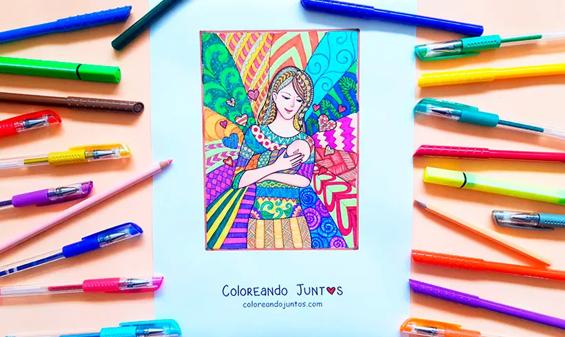 Mother's Day drawing colored by Coloring Together