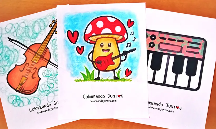 Musical instruments drawings colored by Coloring Together
