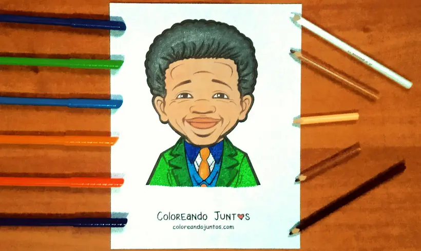 Drawing of Nelson Mandela colored by Coloring Together
