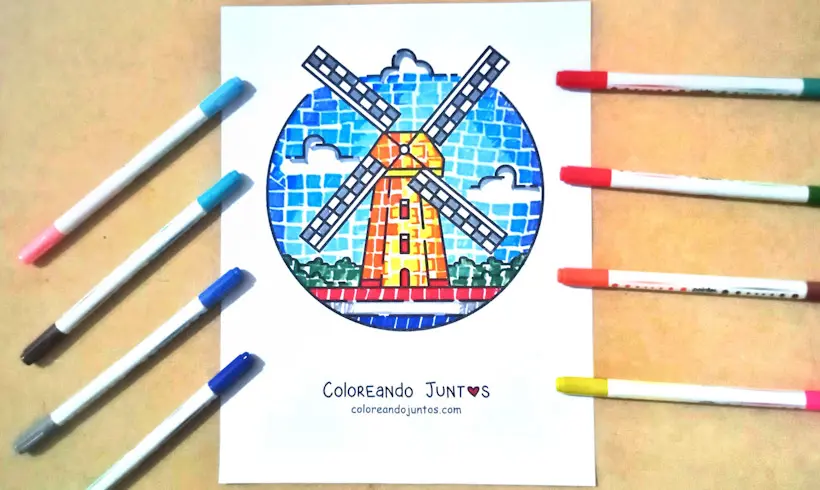Netherlands drawing colored by Coloring Together