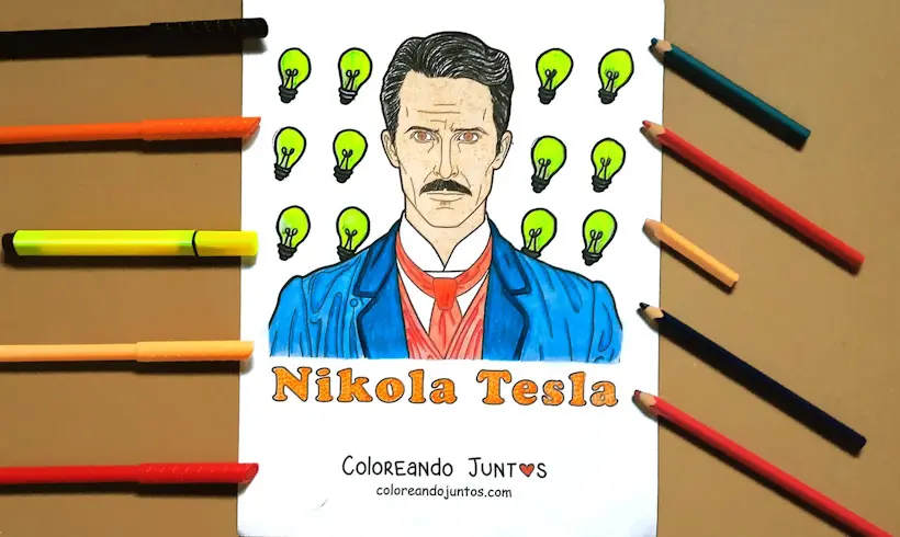 Picture of Nikola Tesla colored by Coloring Together
