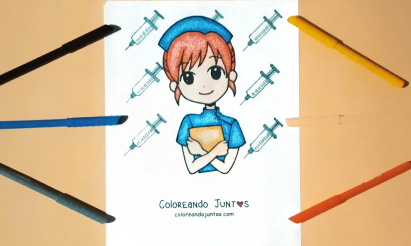 Drawing of a nurse colored by Coloring Together