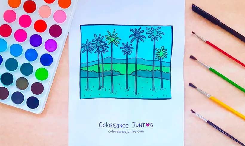 Palm trees drawing colored by Coloring Together