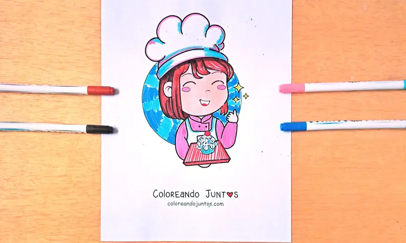 Pastry chef drawing colored by Coloring Together