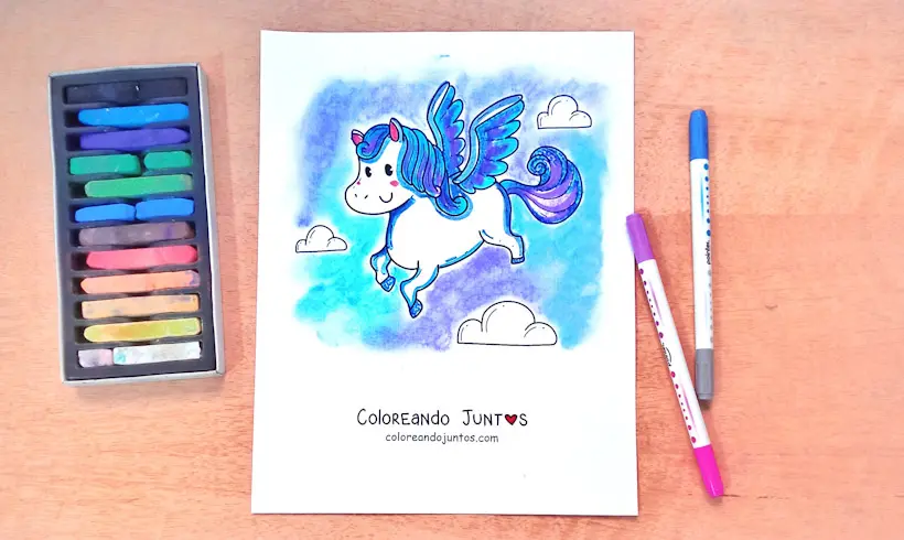 Drawing of Pegasus colored by Coloring Together