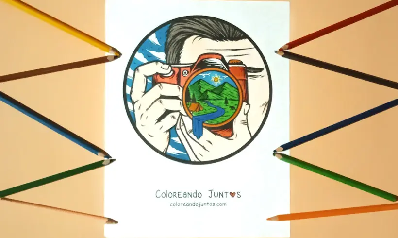 Drawing of a photographer colored by Coloring Together