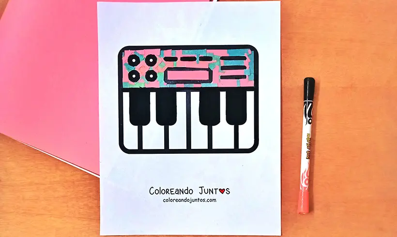 Drawing of a piano colored by Coloring Together