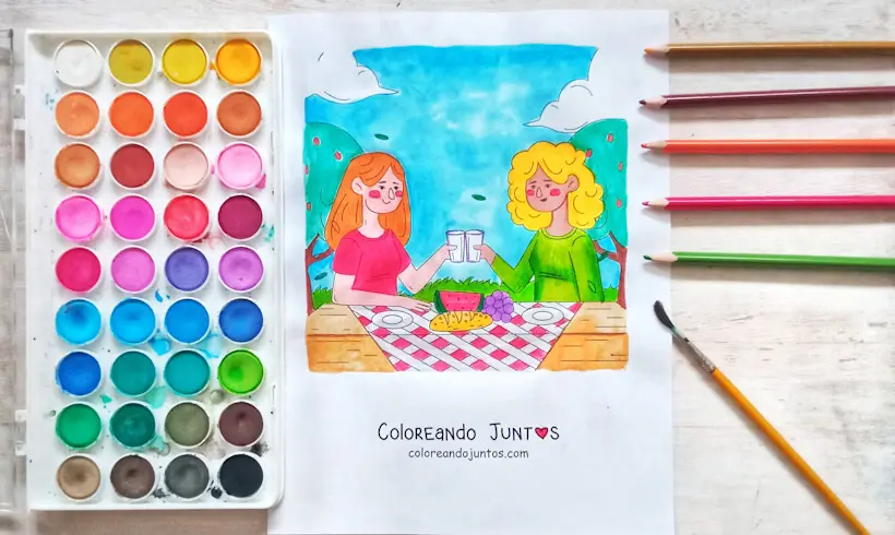 Picnic drawing colored by Coloring Together